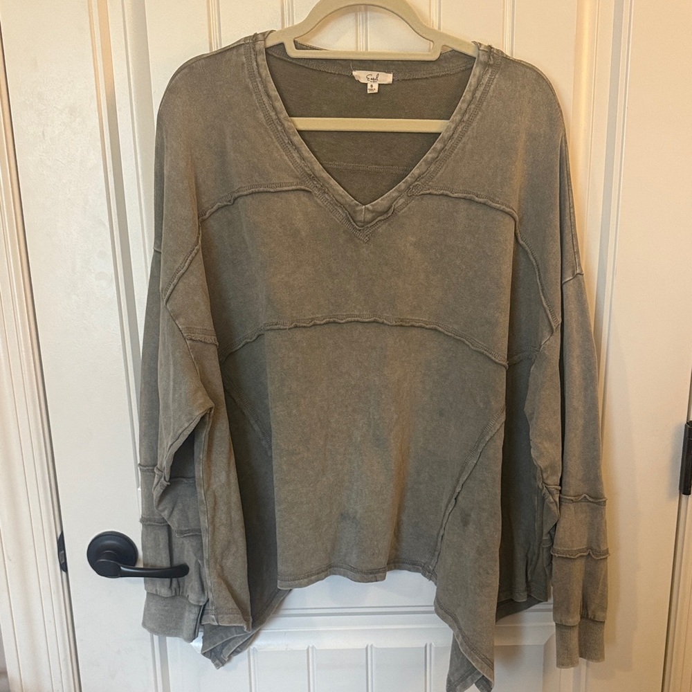 Easel Mineral Washed Long Sleeve Top Sweater